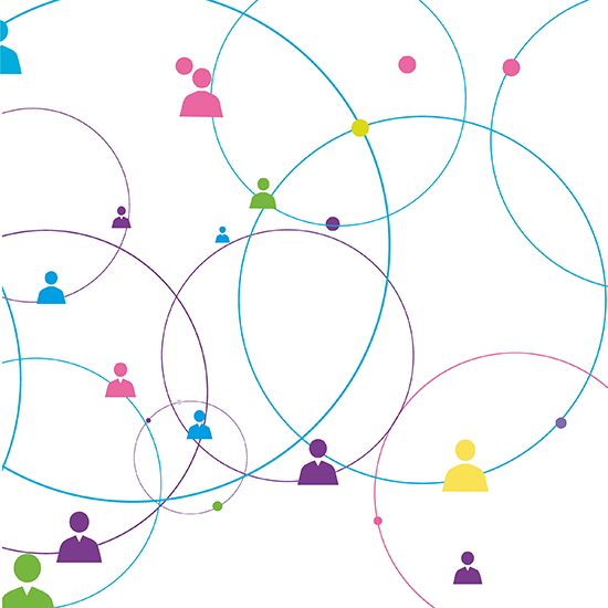 chiltern-compass-events-circles-graphic-square graphic of linked circles and different coloured silhouettes pf people